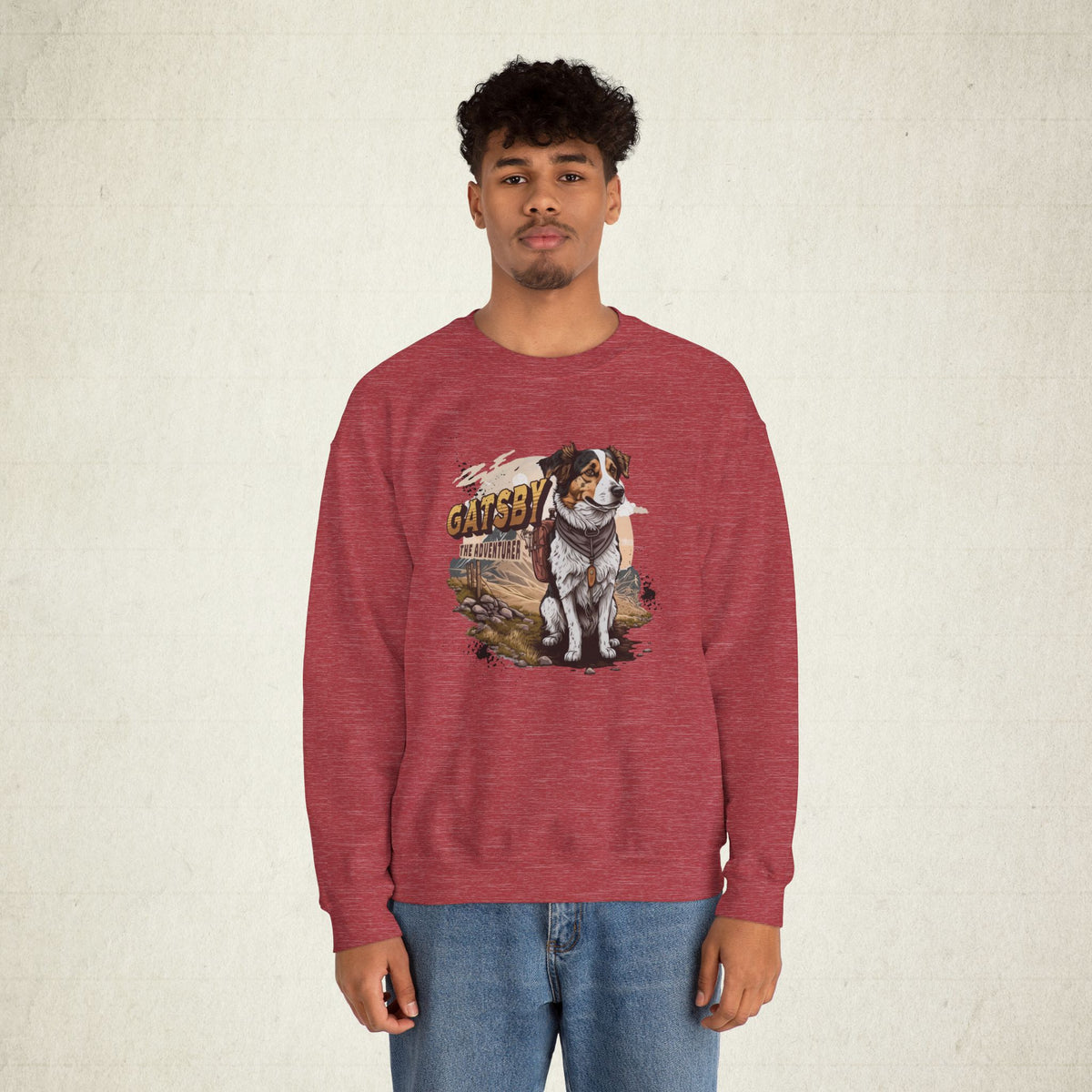 Gatsby the Adventure Dog Crewneck Sweatshirt featuring a Gatsby the Adventure Dog design, crewneck sweatshirt