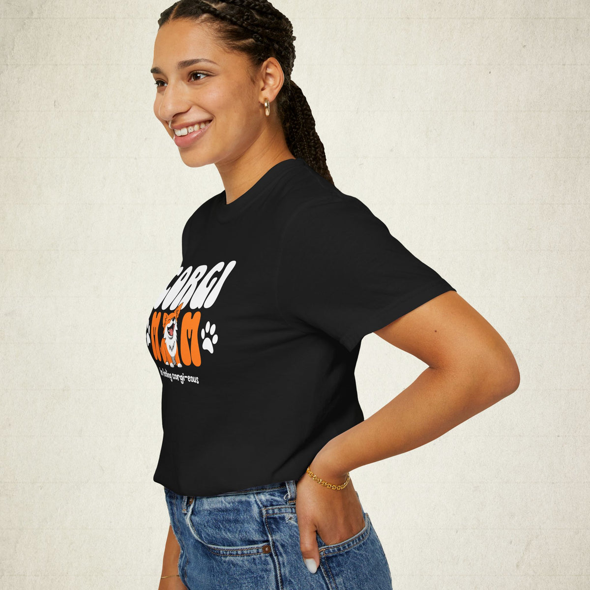 Corgi Mom Graphic Tee featuring a Corgi Mom design, graphic tee