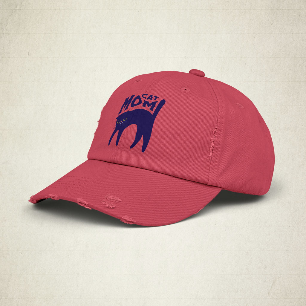 Cat Mom Distressed Cap