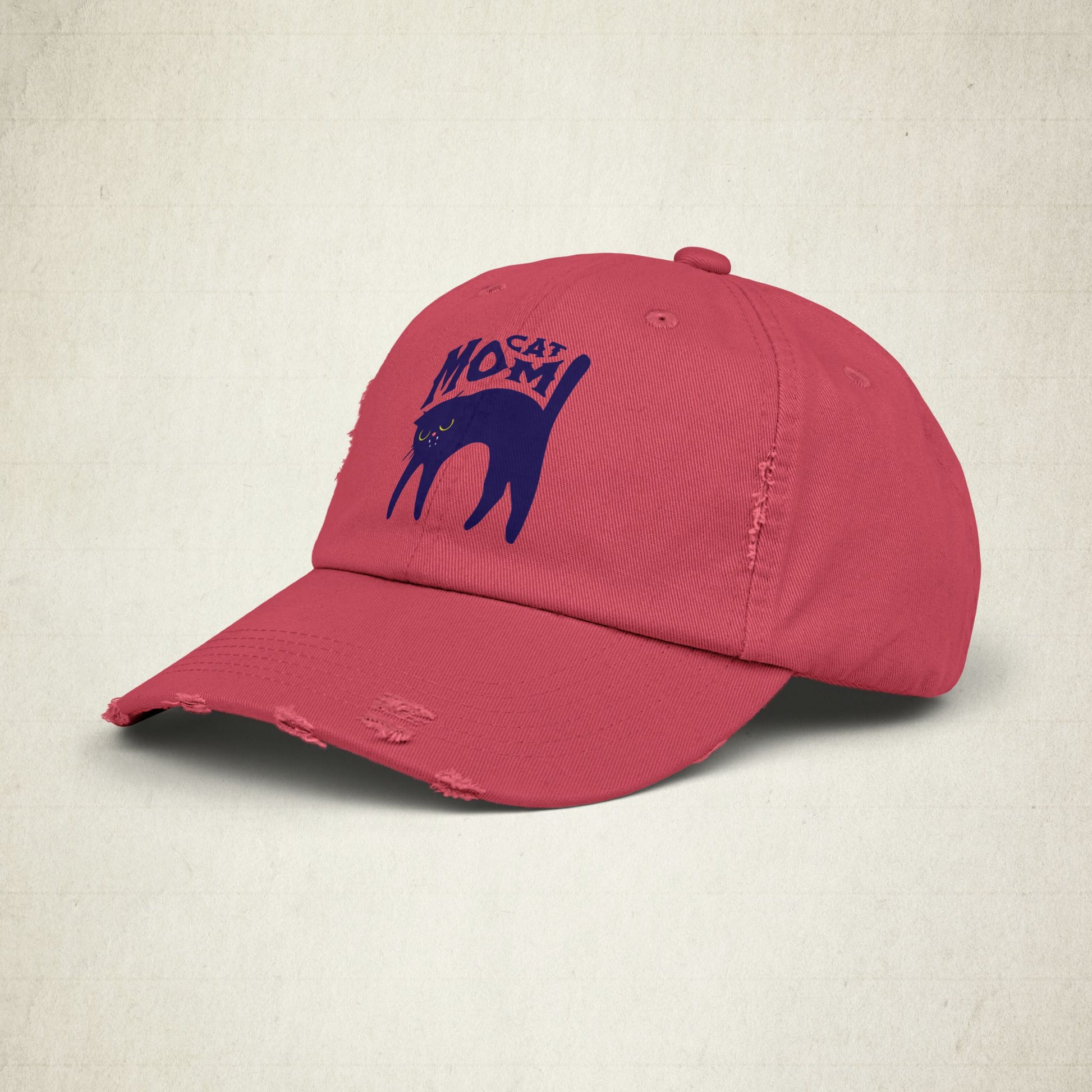 Cat Mom Distressed Cap