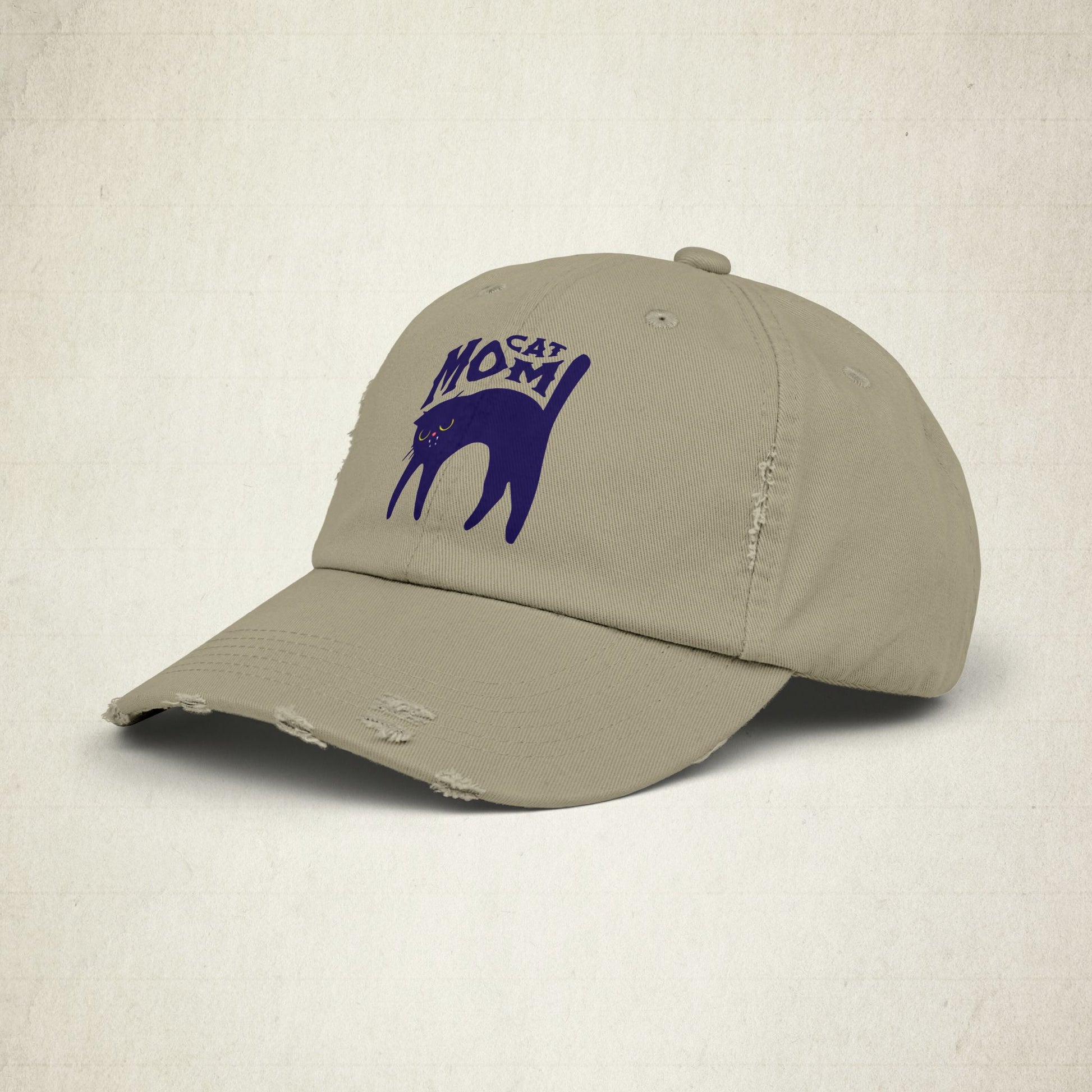 Cat Mom Distressed Cap