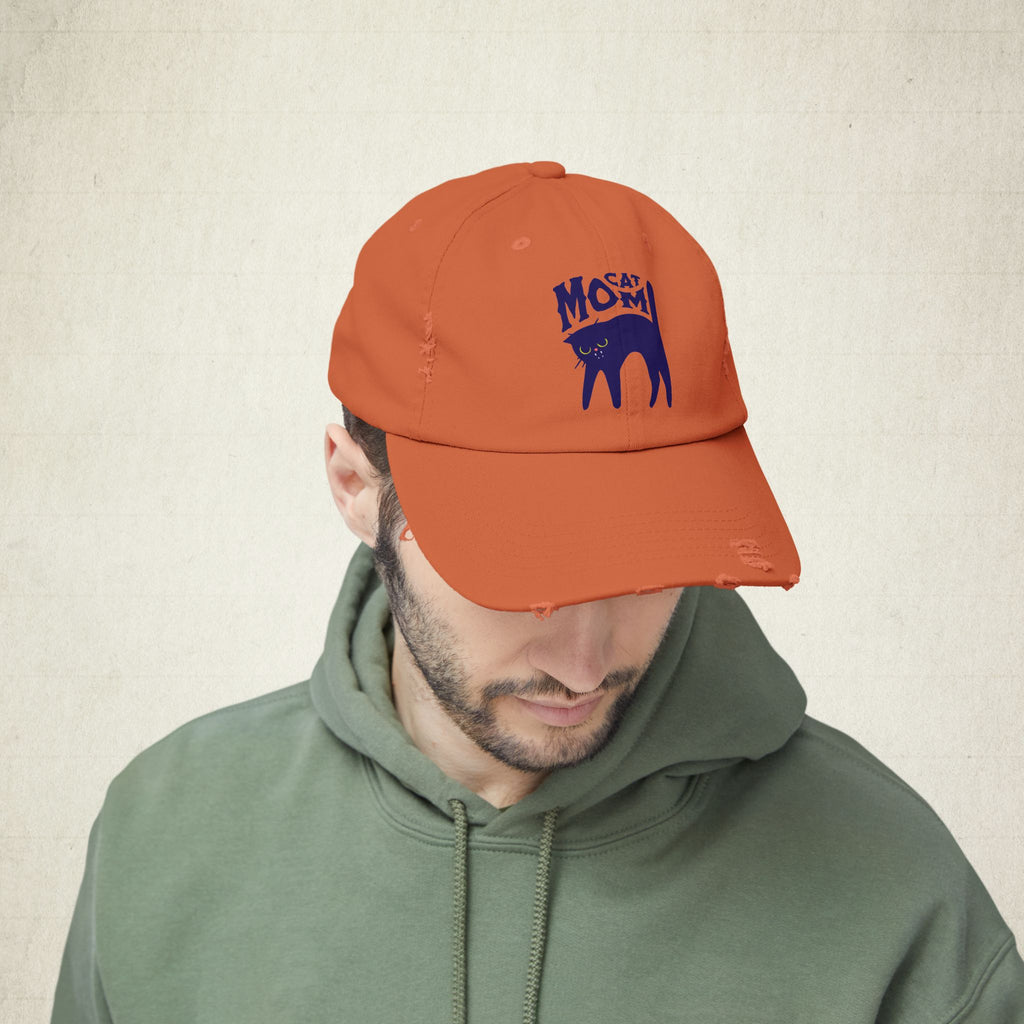 Cat Mom Distressed Cap