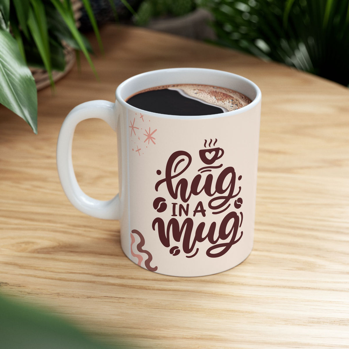 Hug in a Mug Dog Mom Coffee Mug featuring a Hug in a Mug design, ceramic mug